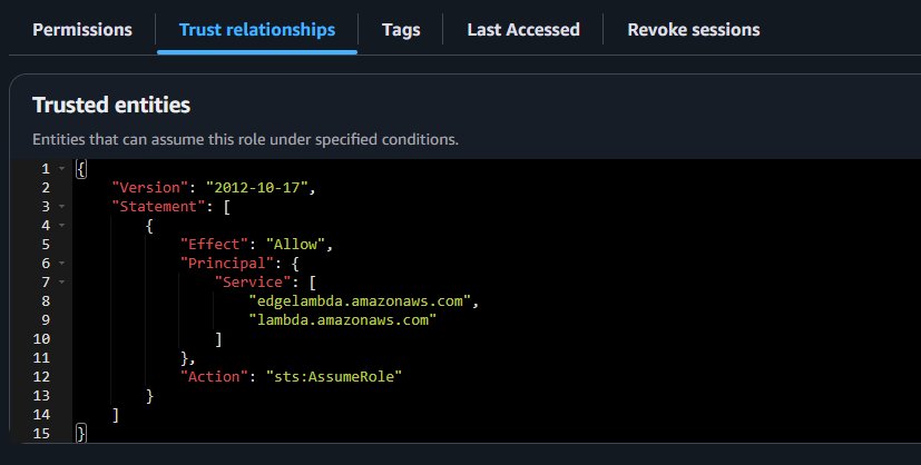 IAM — Trust relationships tab showing both edgelambda.amazonaws.com and lambda.amazonaws.com