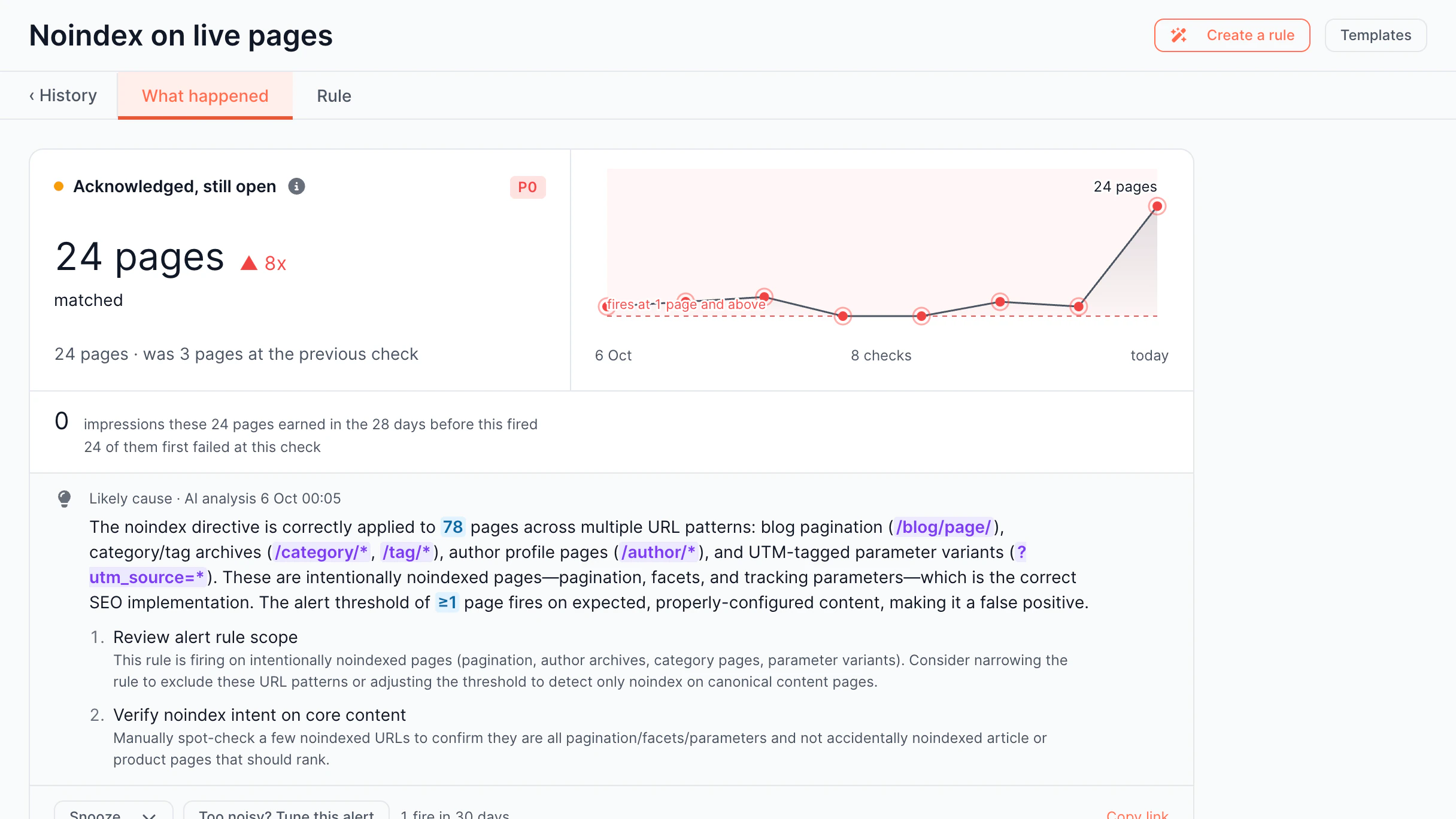 Alerts AI analysis screen in the EdgeComet dashboard