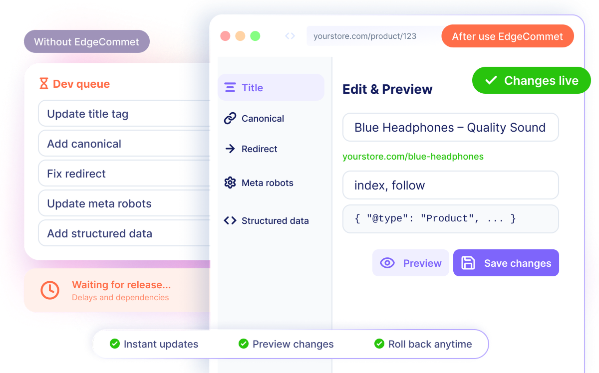 Make SEO changes without developers