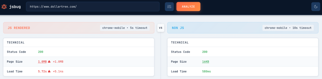 An example of a CSR website, 1Mb added by JS