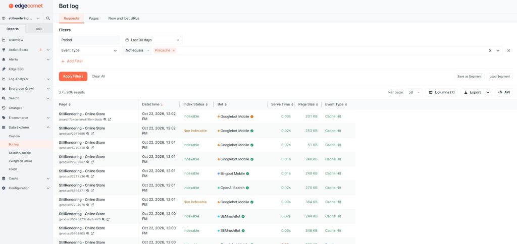 Bot log overview